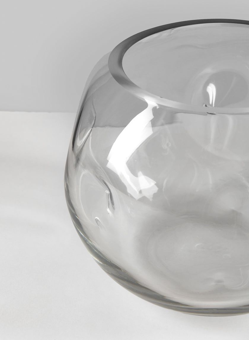 Luster Dimpled Clear Fishbowl Vase, 6in