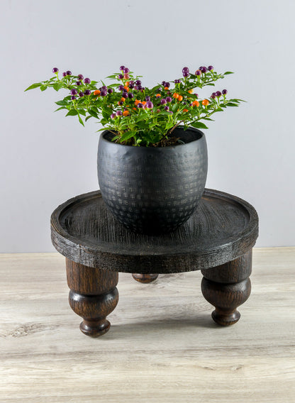 14in Banjara Reclaimed Look Black Rugged Wood Stand