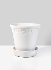 6in Marble Relief Ceramic Pot & Saucer