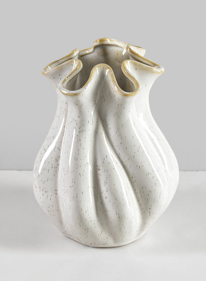 8.5in Meduse white galzed ceramic vase