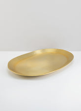 17in Pooja Brass Look Aluminium Oval Tray