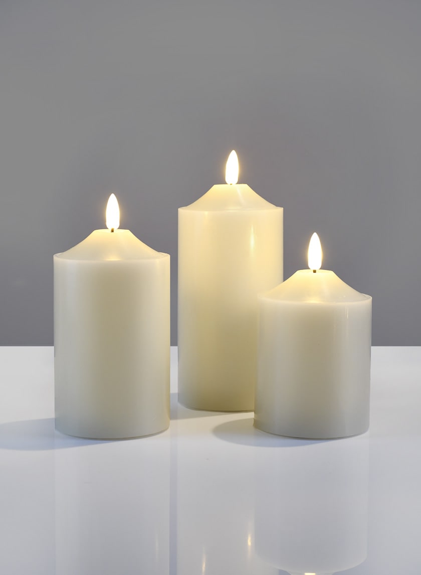 4, 5, &amp; 6in Willow Flame L.E.D Candles