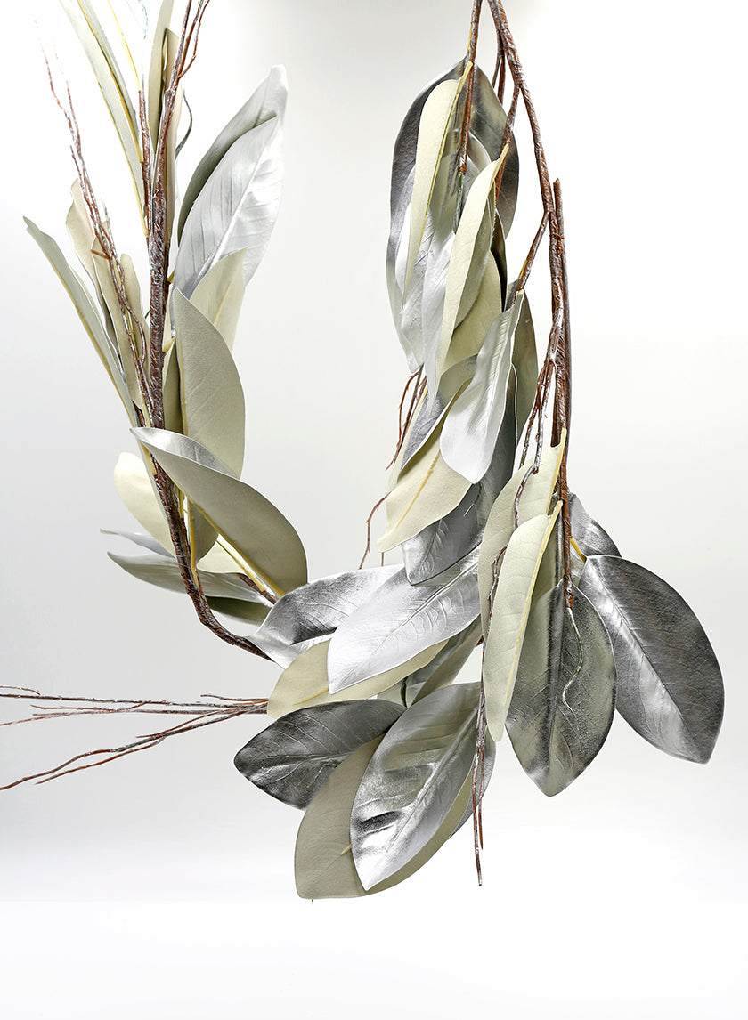 47in Silver Magnolia Leaf Garland