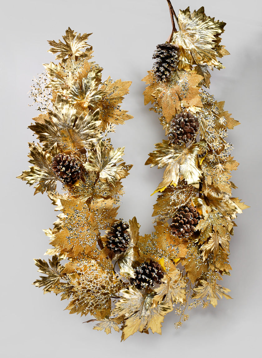 6ft Gold Mixed Maple Leaf Garland