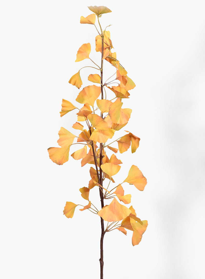 41in Orange Gingko Leaf Spray