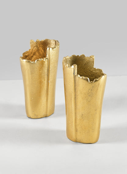 5in Iris Aluminum Gold Mini Vase