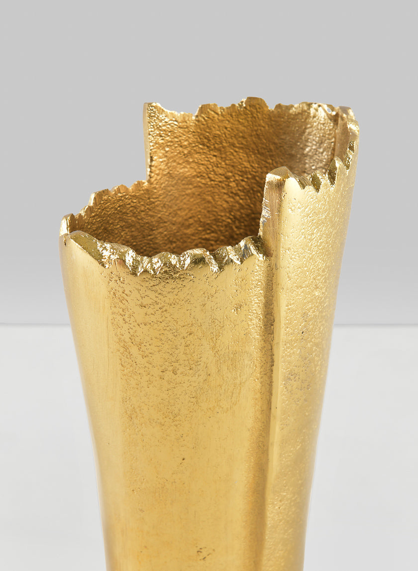 7in Iris Aluminum Gold Vase