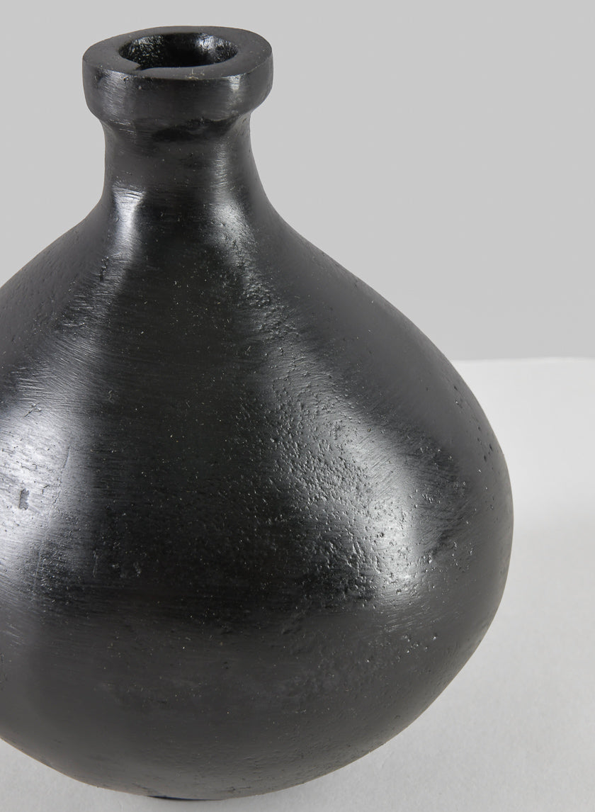 6in Aluminum Eloise Black Rustic Gourd Vase