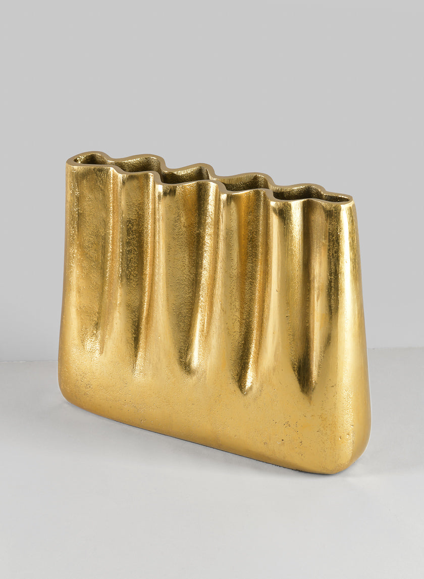 8in Aluminum Marseilles Gold Wave Vase