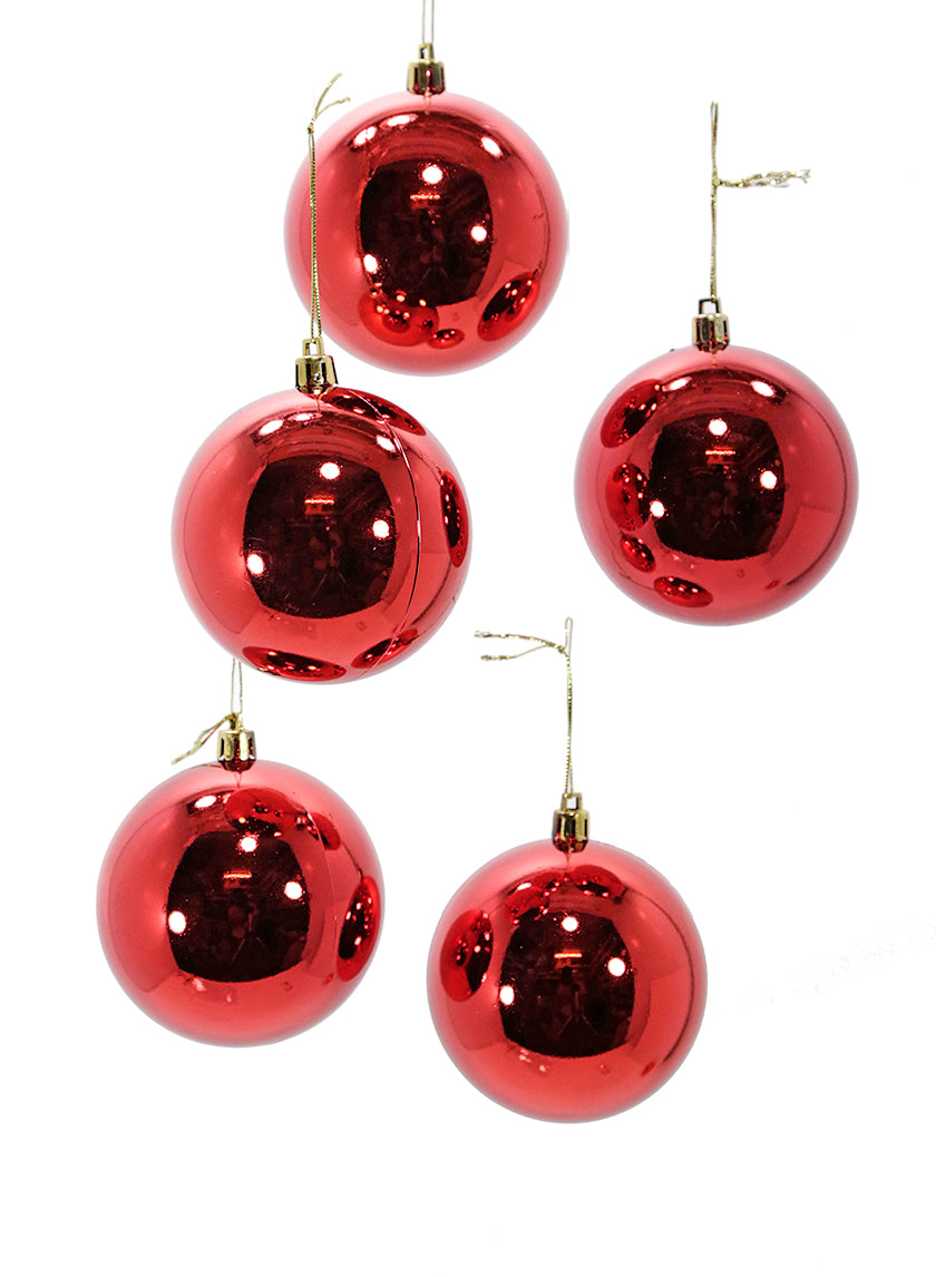 3 1/8in (80mm) Shiny Red Plastic Ornament Ball