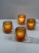 Amber Onion Optic Glass Candleholder