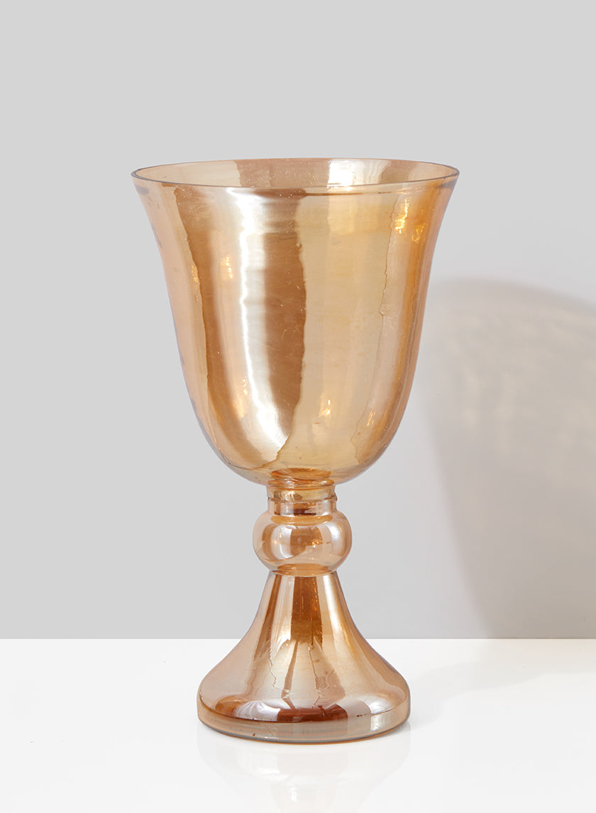 Amber Luster Glass Pedestal Vase