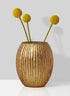 Pleated Amber Glass Vase