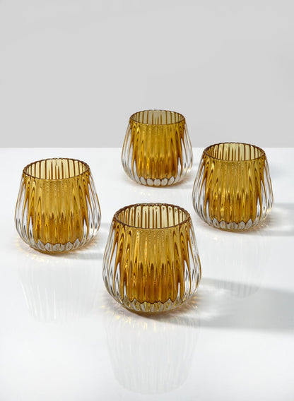 Amber Onion Optic Glass Candleholder