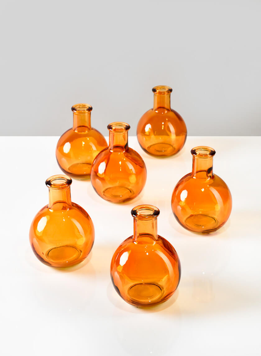 4in Amber Ball Bud Vase