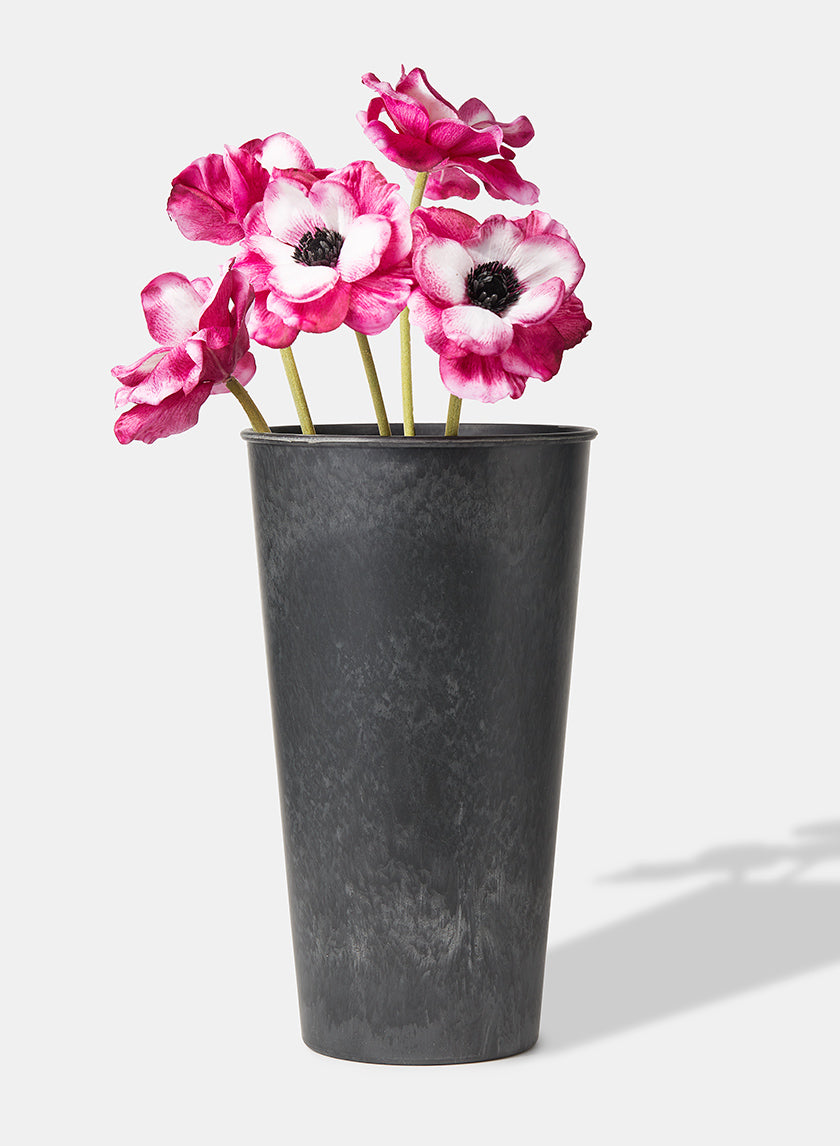 13 in Aged Black Tall Flower Bucket