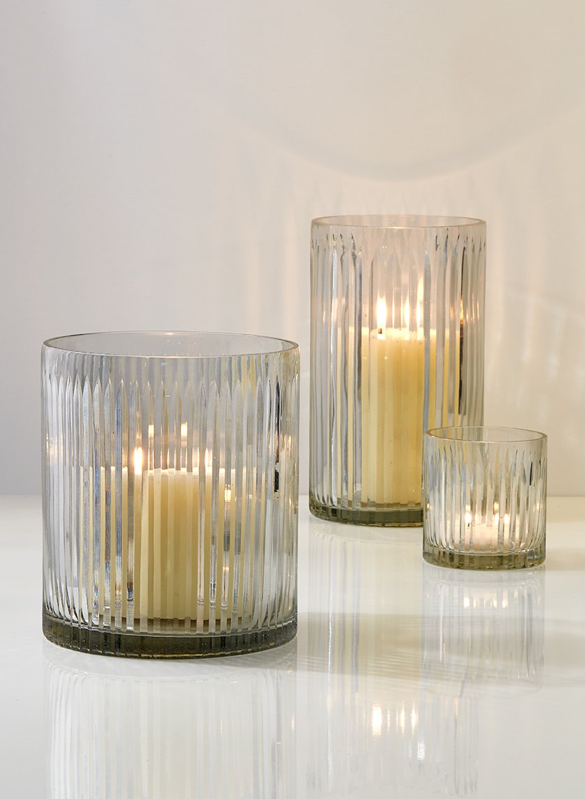 Arrow Stripe Etched Glass Vases