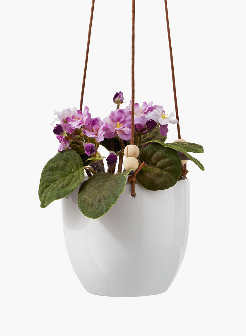 White Ceramic Hanging Pot, 7in