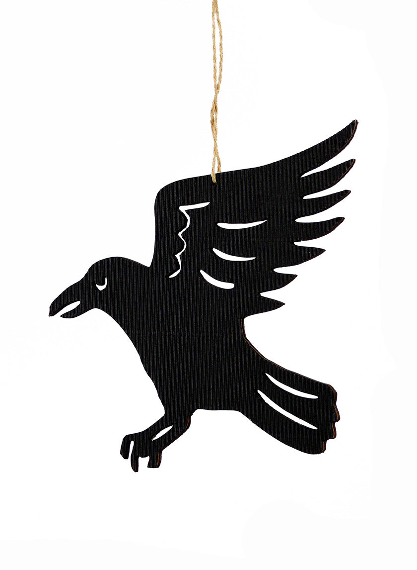 6in Die Cut Black Crow Ornament