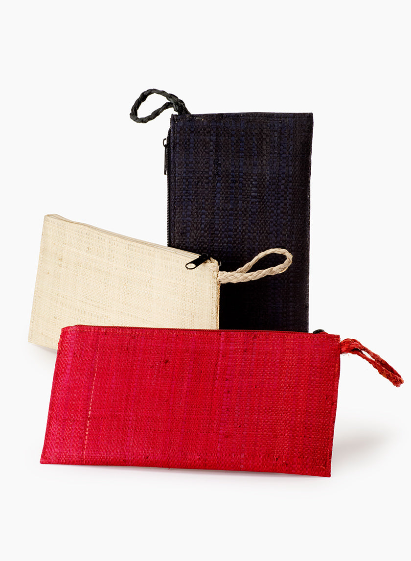 Black, Red, &amp; Natural Raffia Clutches