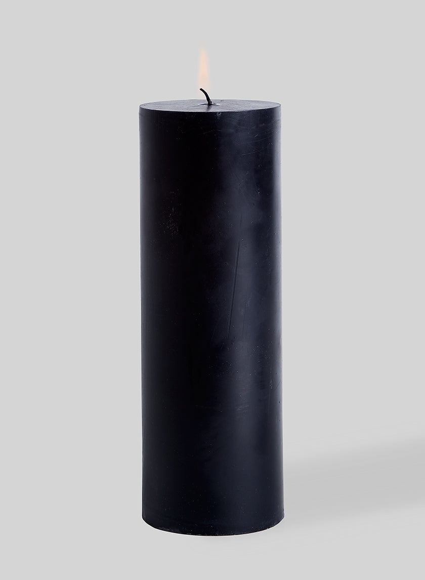 3 x 9in Black Pillar Candle