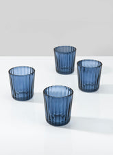 Blue Fluted Glass Votive Holder