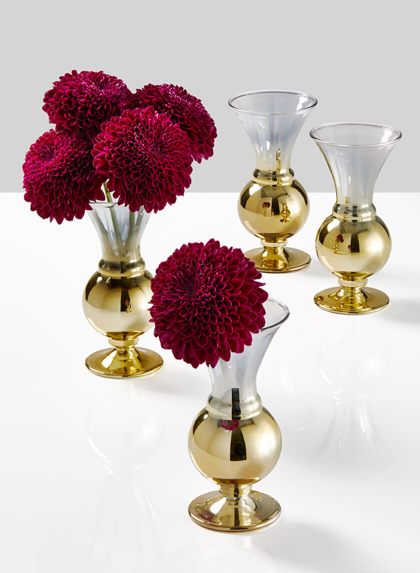 4  3/4in Ombre Gold Glass Fluted Bud Vase