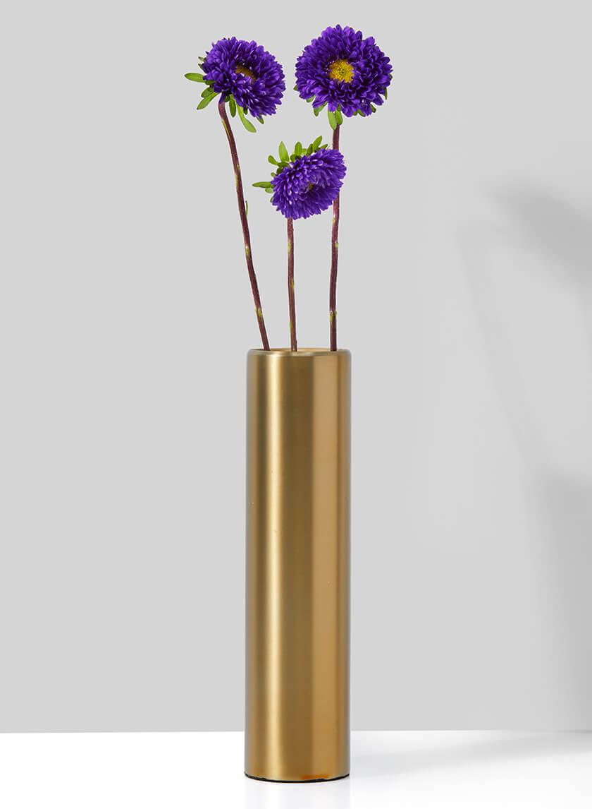 Bretagne Matte Gold Steel Cylinder Vase, 8in H