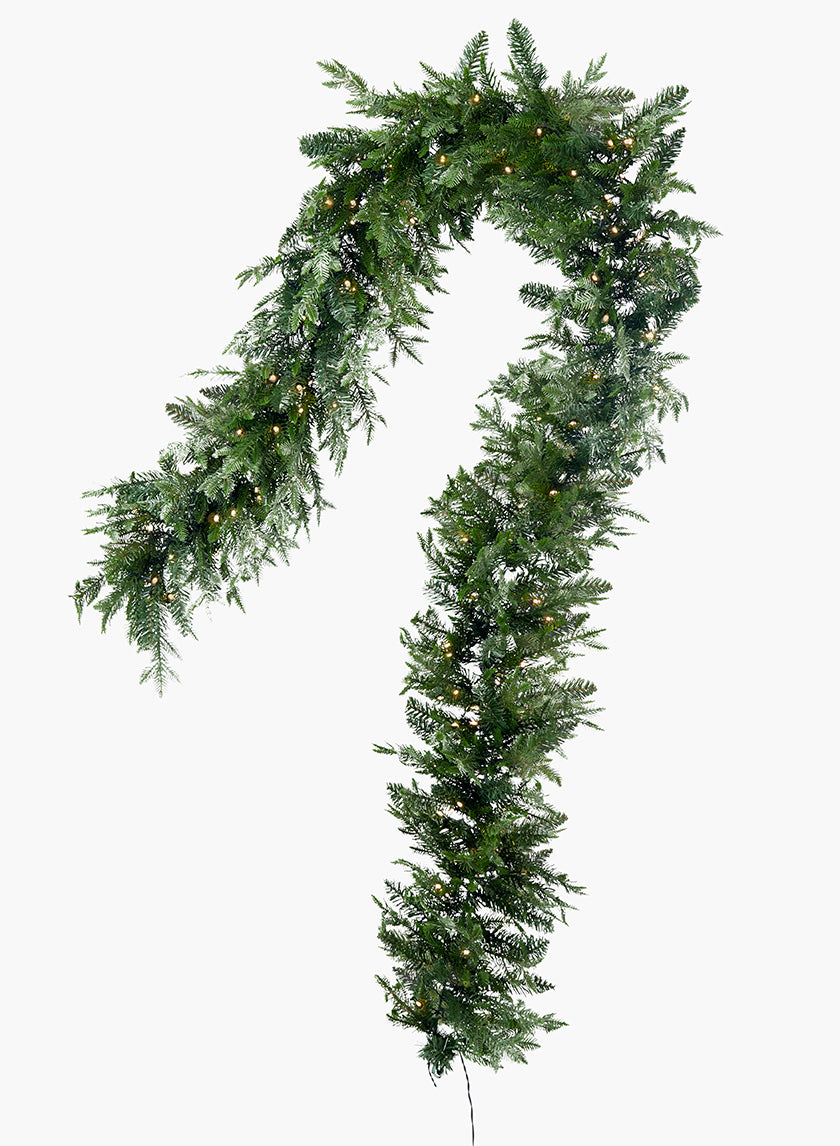 9ft Pine Garland With 200 LED Lights