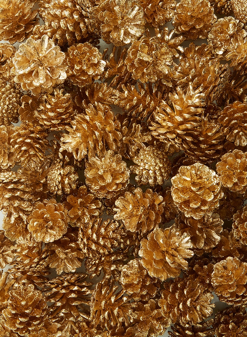 2-3in Gold Mettallic Glitter Austriaca Pine Cones