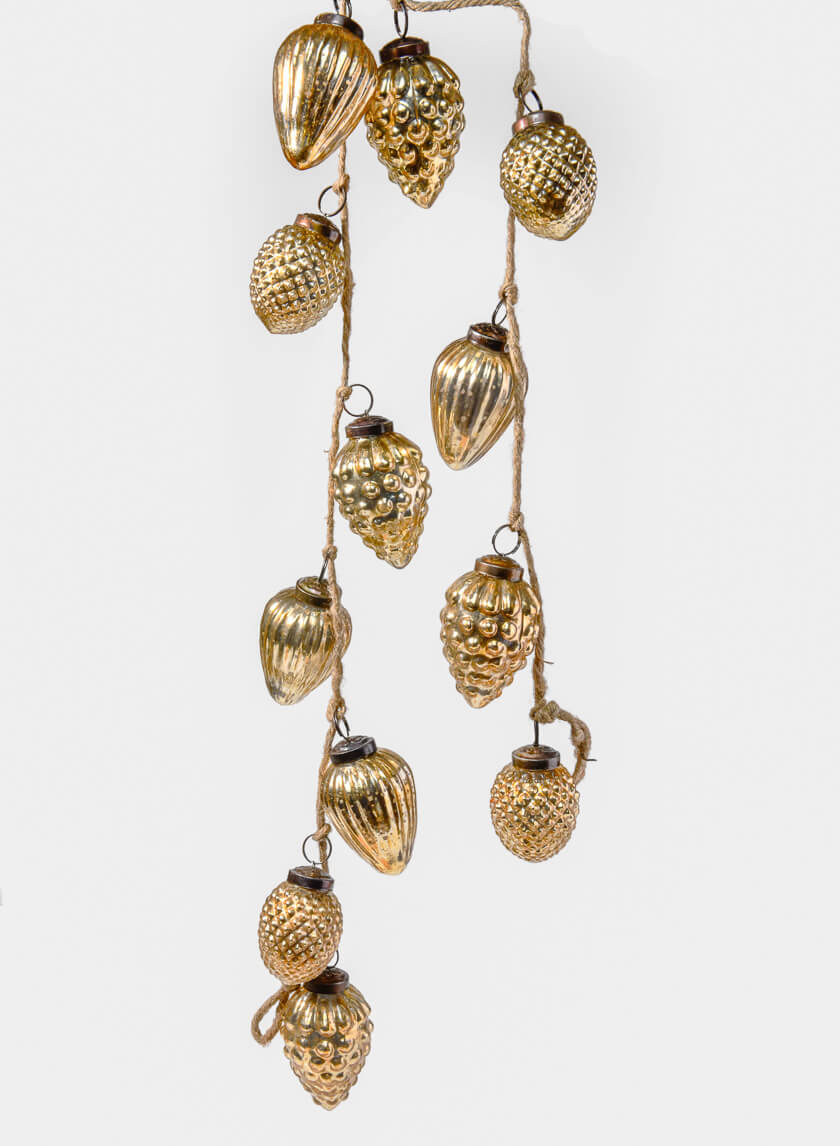 Gold Glass Pine Cone Garland