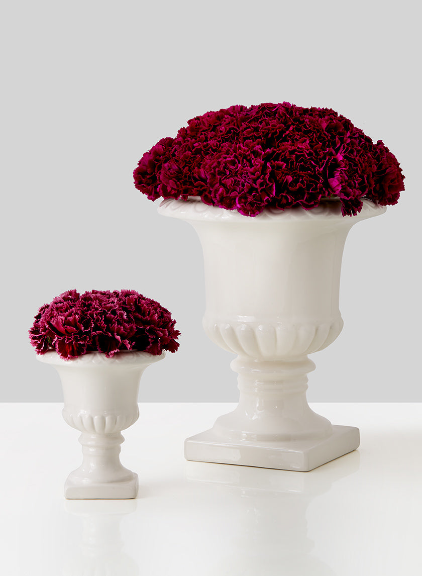 5in &amp; 10in White Ceramic Urns