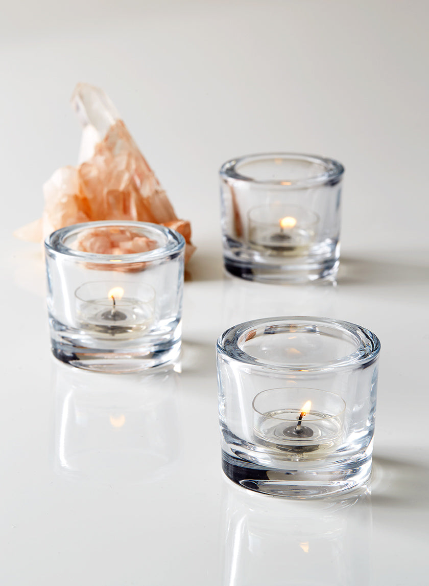 Clear Thick Glass Tea Light Holde