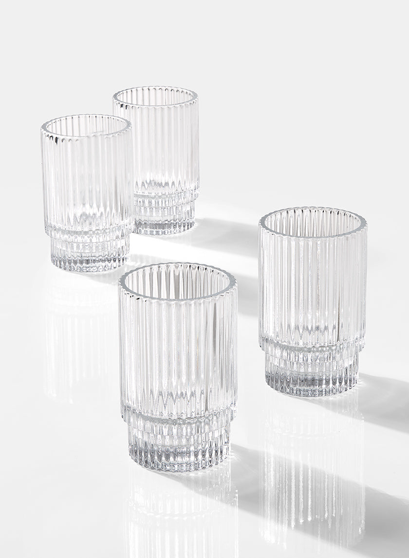 3  3/4in Pleated Glass Votive Holder