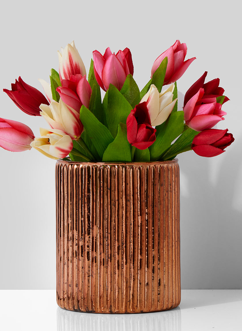 5 x 6in Antique Copper Ripple Glass Vase