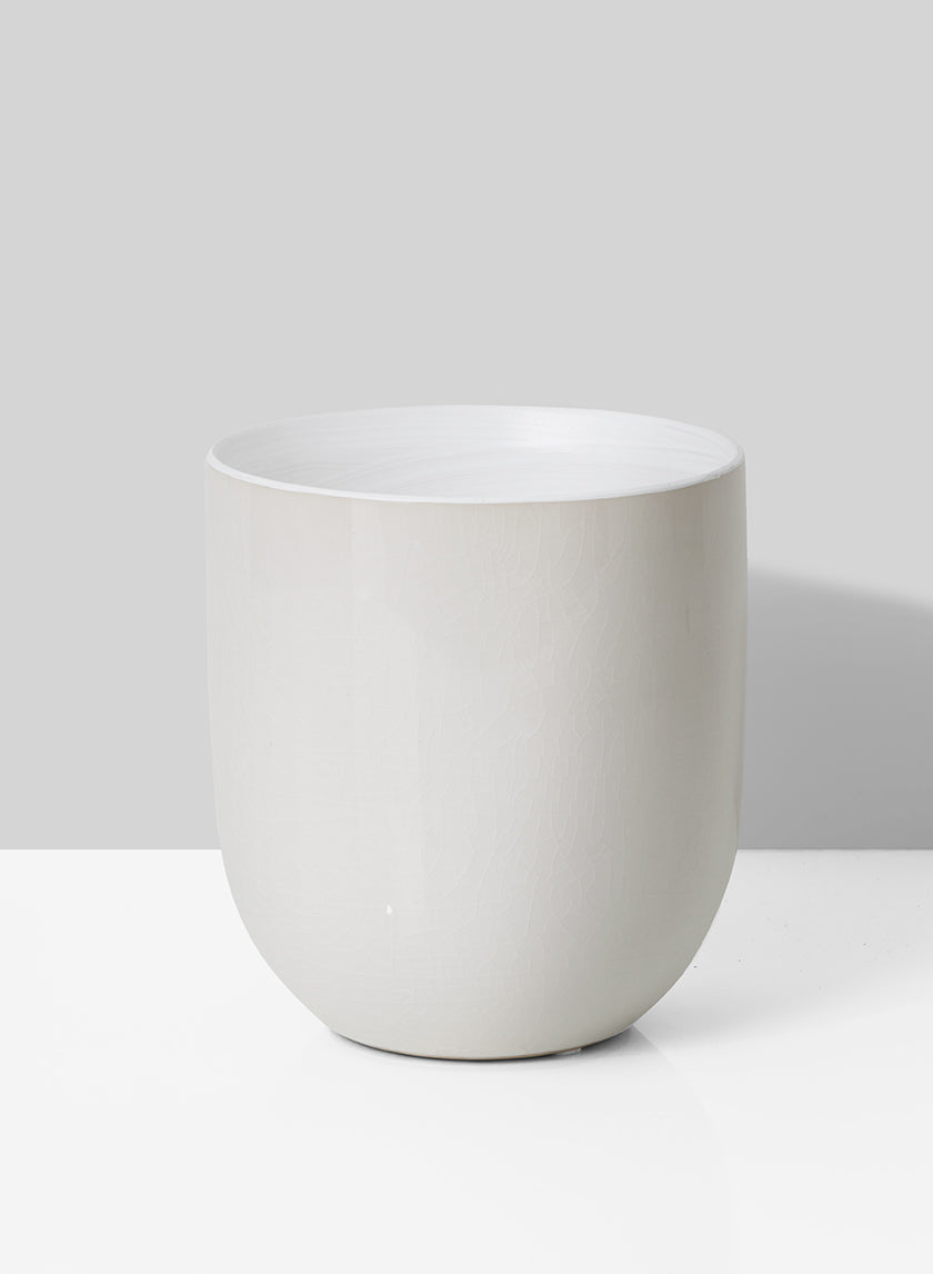 Crackled White Ceramic Vase, 5  1/2in