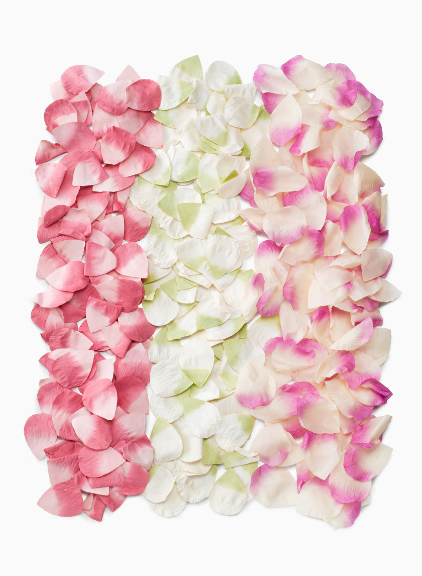 Cream &amp; Pink, Cream &amp; Green, &amp; Pink Paper Rose Petals