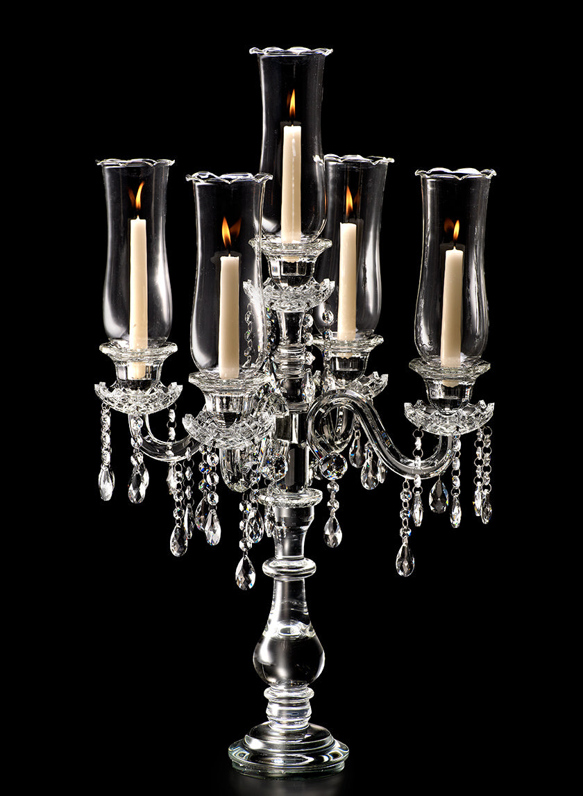 31  1/2in Crystal Chandelier Hurricane Candelabra