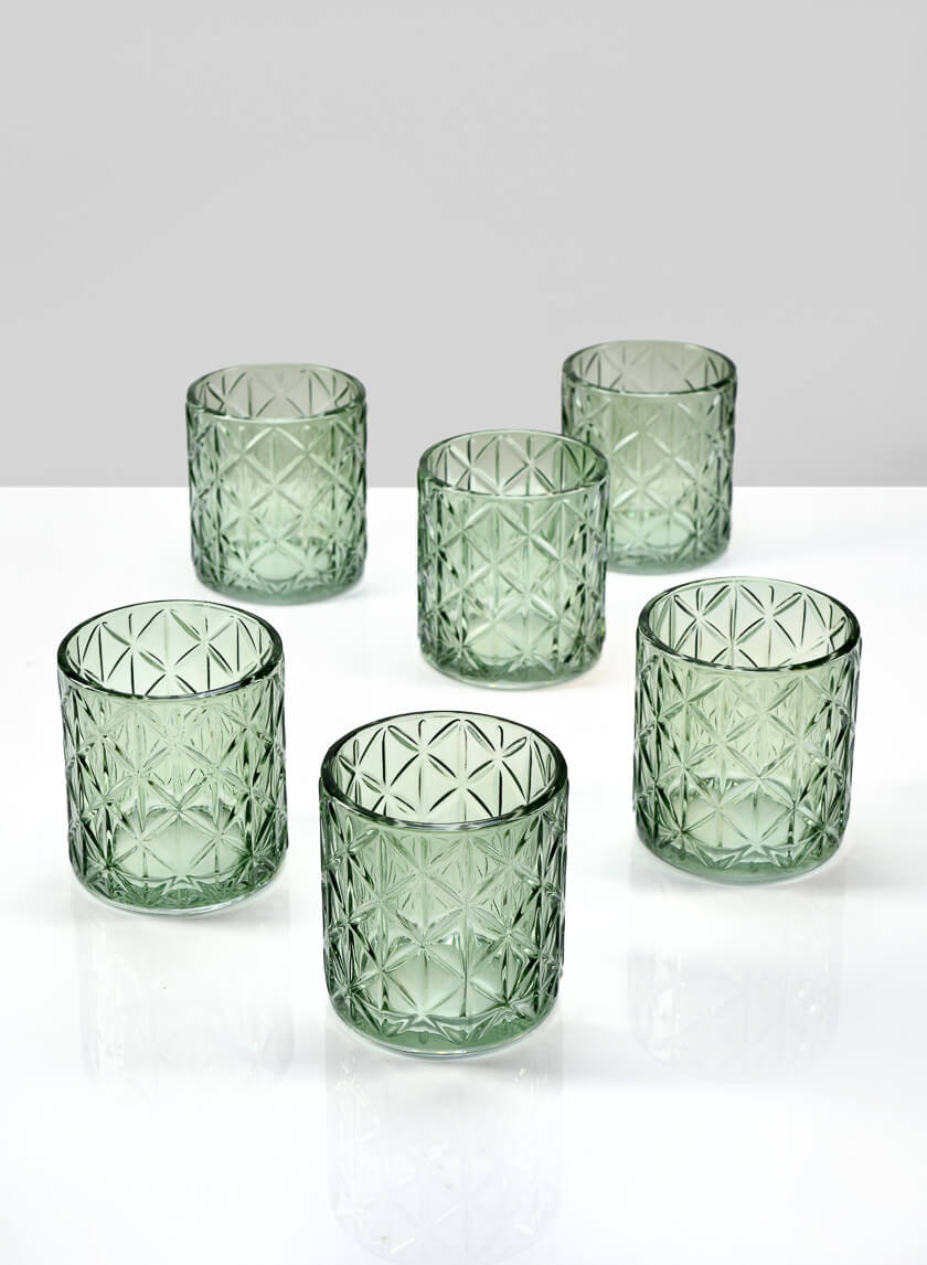 Mexican Green Glass Tea Light Holder