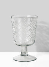 3 1/4 x 5in Diamond Cut Glass Pedestal Vase