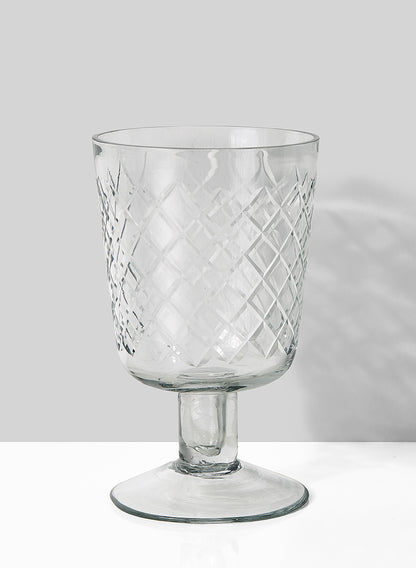 3 1/4 x 5in Diamond Cut Glass Pedestal Vase