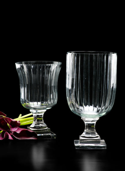 Cut Glass Line Pedestal Vases