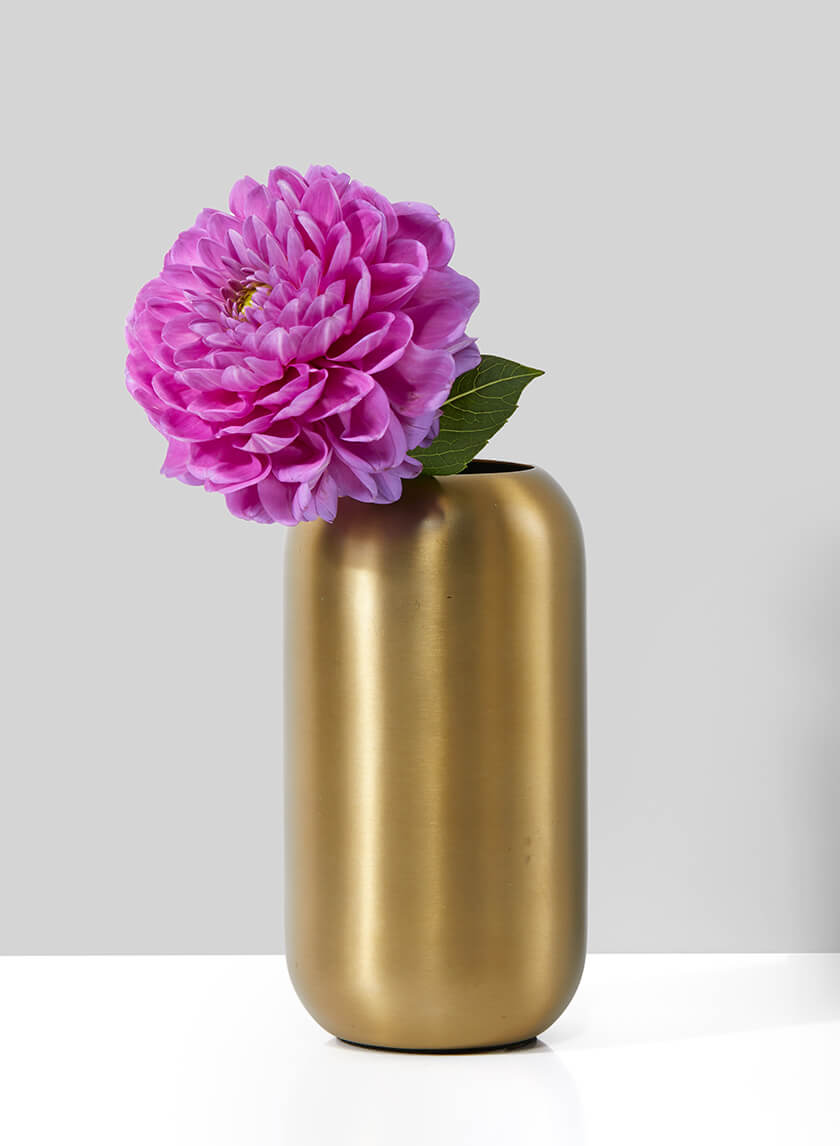 Bretagne Matte Gold Steel Capsule Vase, 5  1/2in H