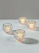 Gold Rim Diamond Glass Fishbowl Tea Light Holder