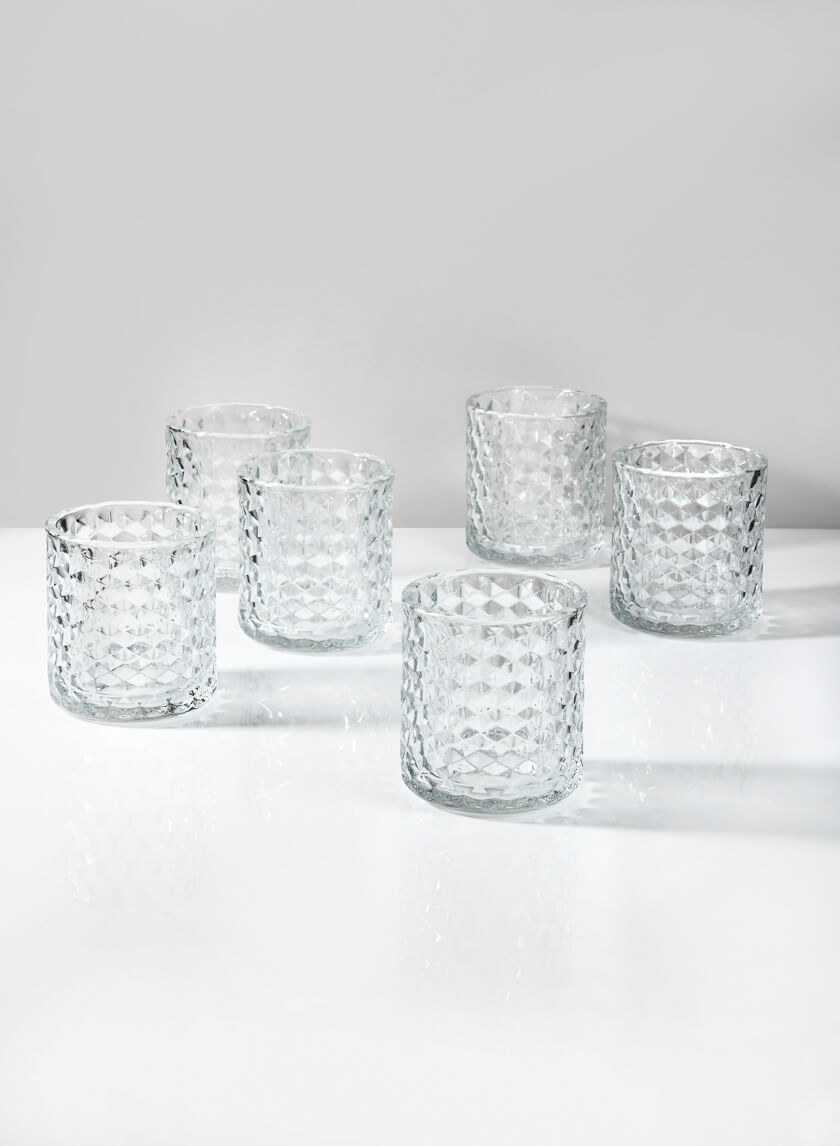 3  1/2in Hex Glass Votive Holder