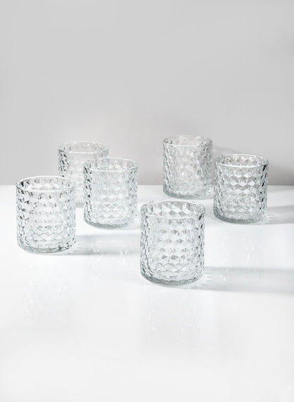 3  1/2in Hex Glass Votive Holder