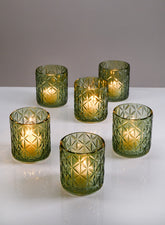 Mexican Green Glass Tea Light Holder