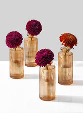 Amber Pleated Glass Bottle Bud Vase