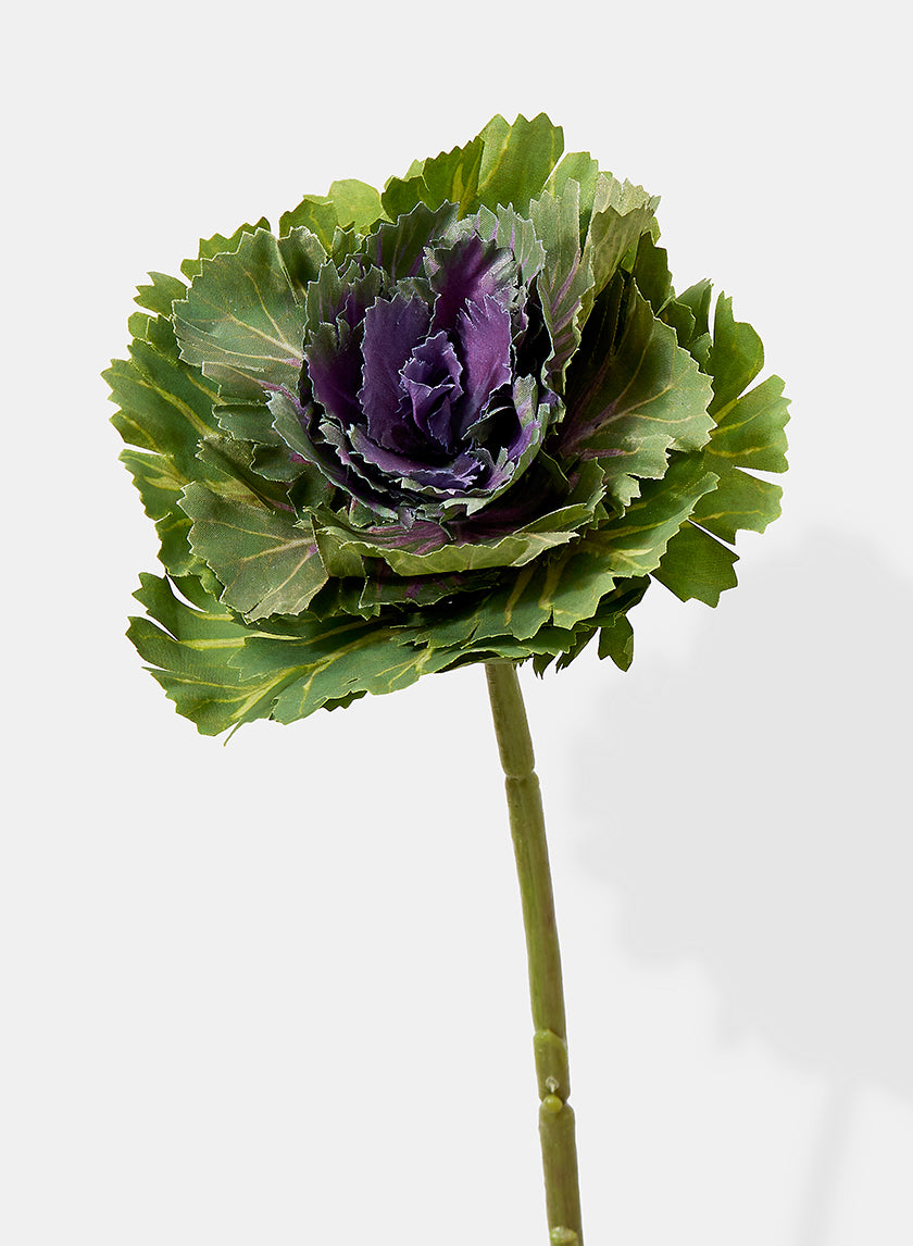 15in Purple &amp; Green Ornamental Cabbage Pick