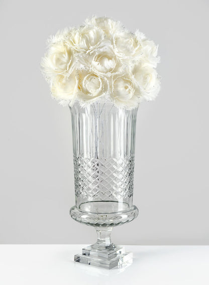 7 1/2 x 16  1/2in Cutwork Glass Urn